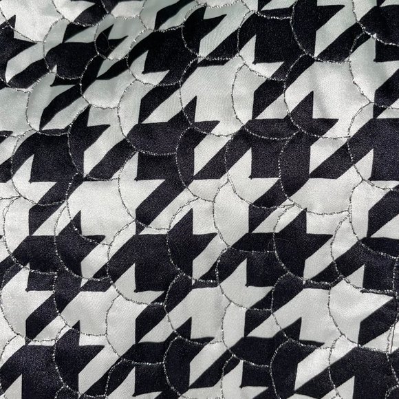 New Escada Large Houndstooth Print Silk Blend Jacket Ger 36 Leather Pockets - Picture 12 of 13